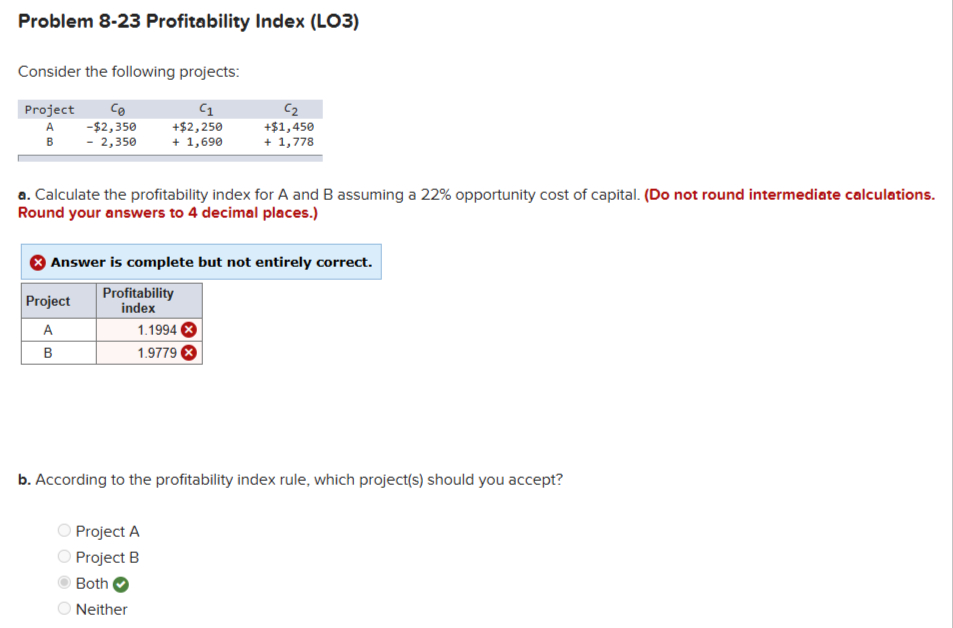 Problem 8 - 2 3 Profitability Index ( LO 3 )