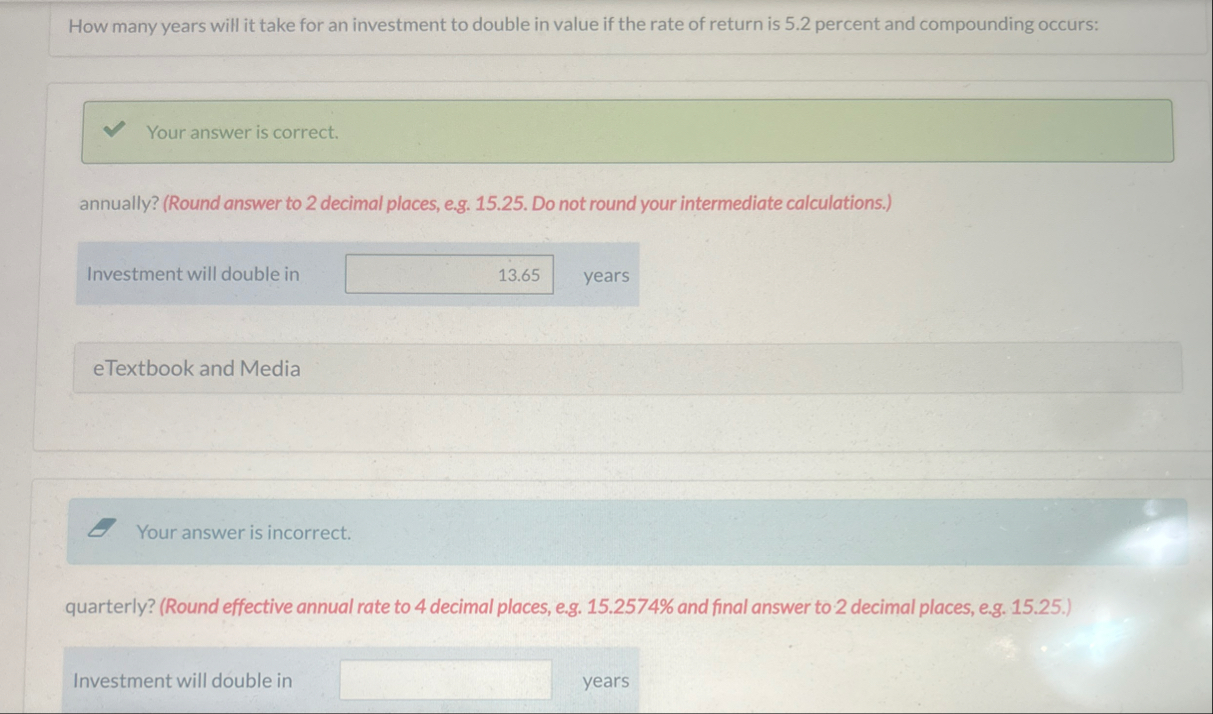 How many years will it take for an investment to