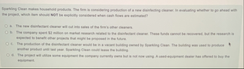 Sparkling Clean makes household products. The frm