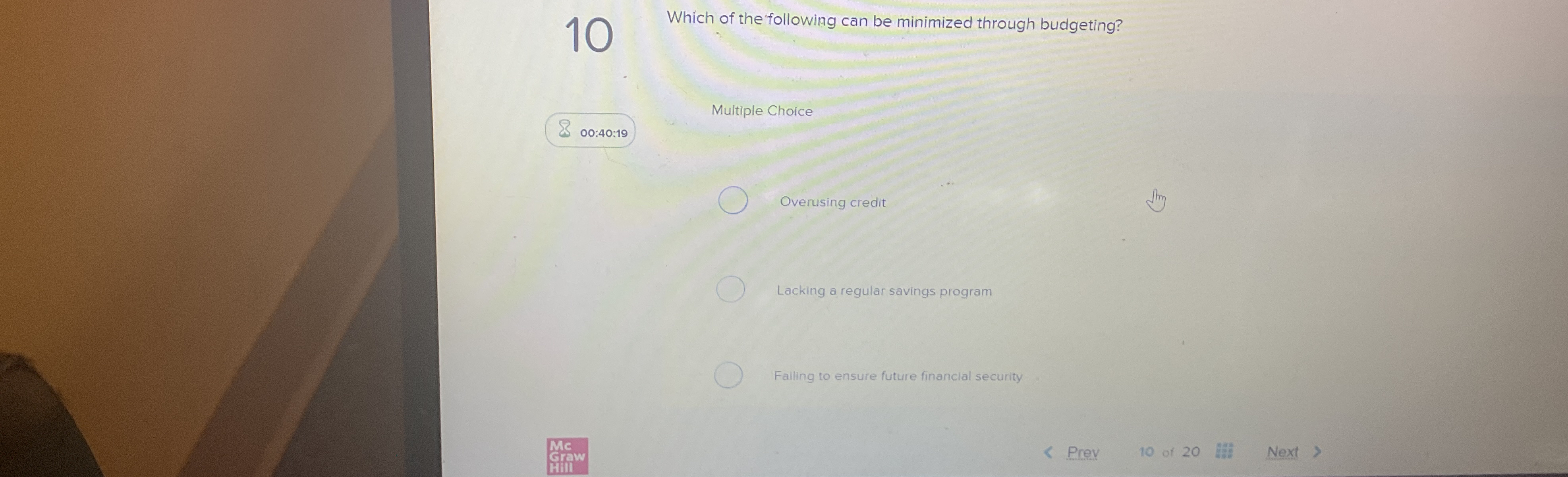 1 0 Which of the following can be minimized