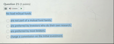 Question 2 1 ( 2 points ) thenen No load m tual