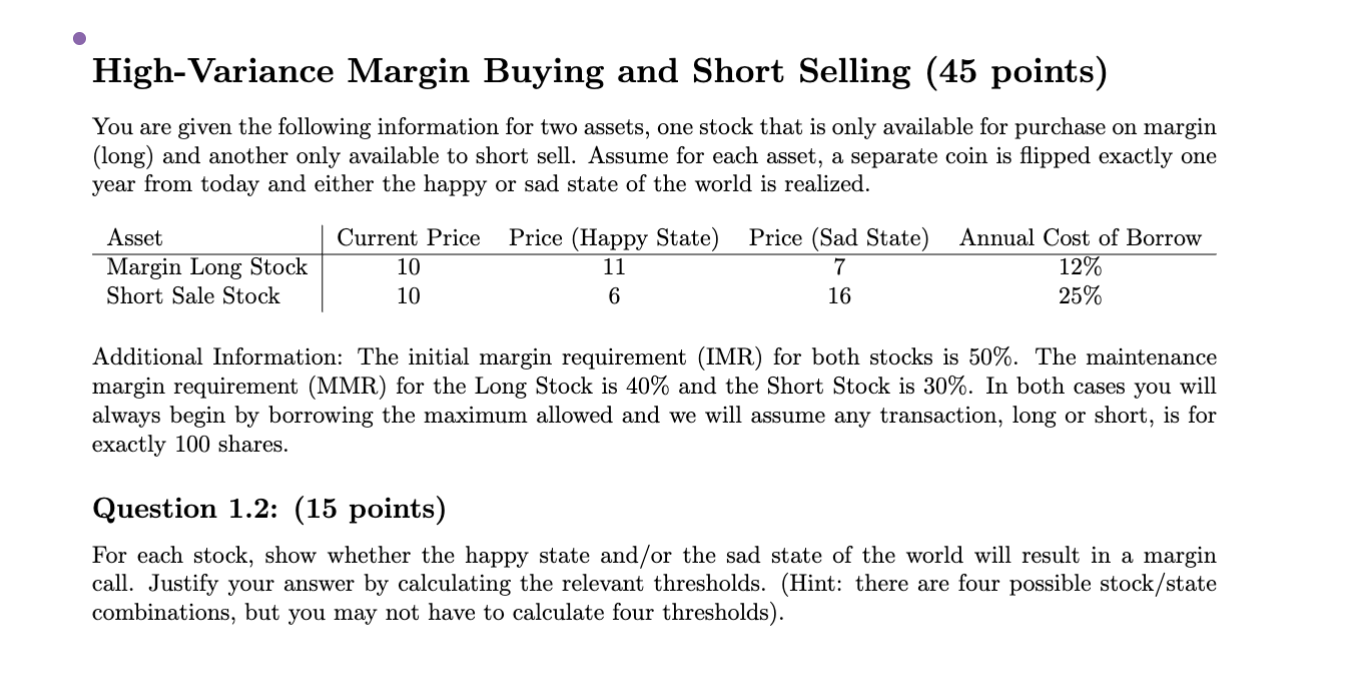 High - Variance Margin Buying and Short Selling (