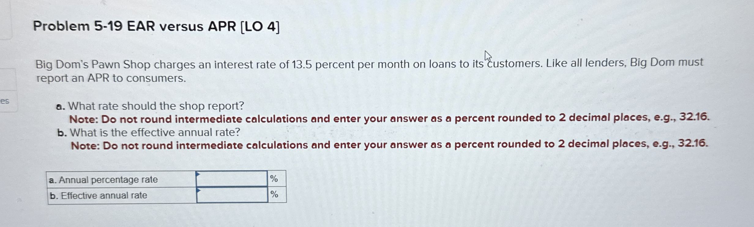 Problem 5 - 1 9 EAR versus APR [ LO 4 ] Big Dom's