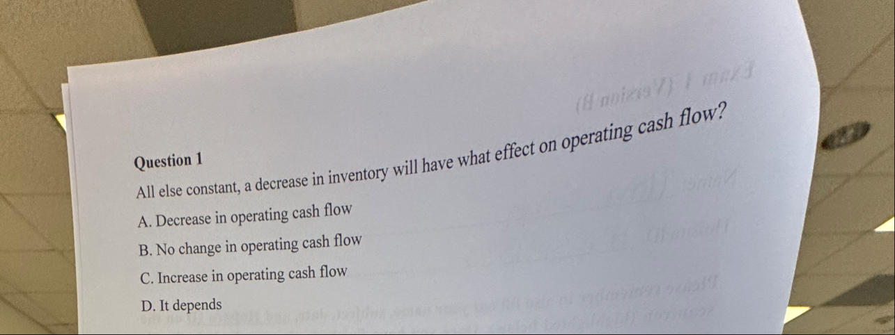 All else constant, a decrease in inventory will