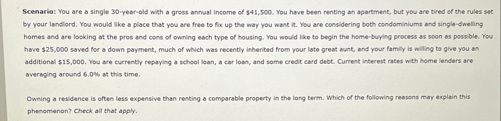 Scenario: You are a single 3 0 - year - old with