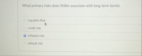 What primary risks does Shiller associate with