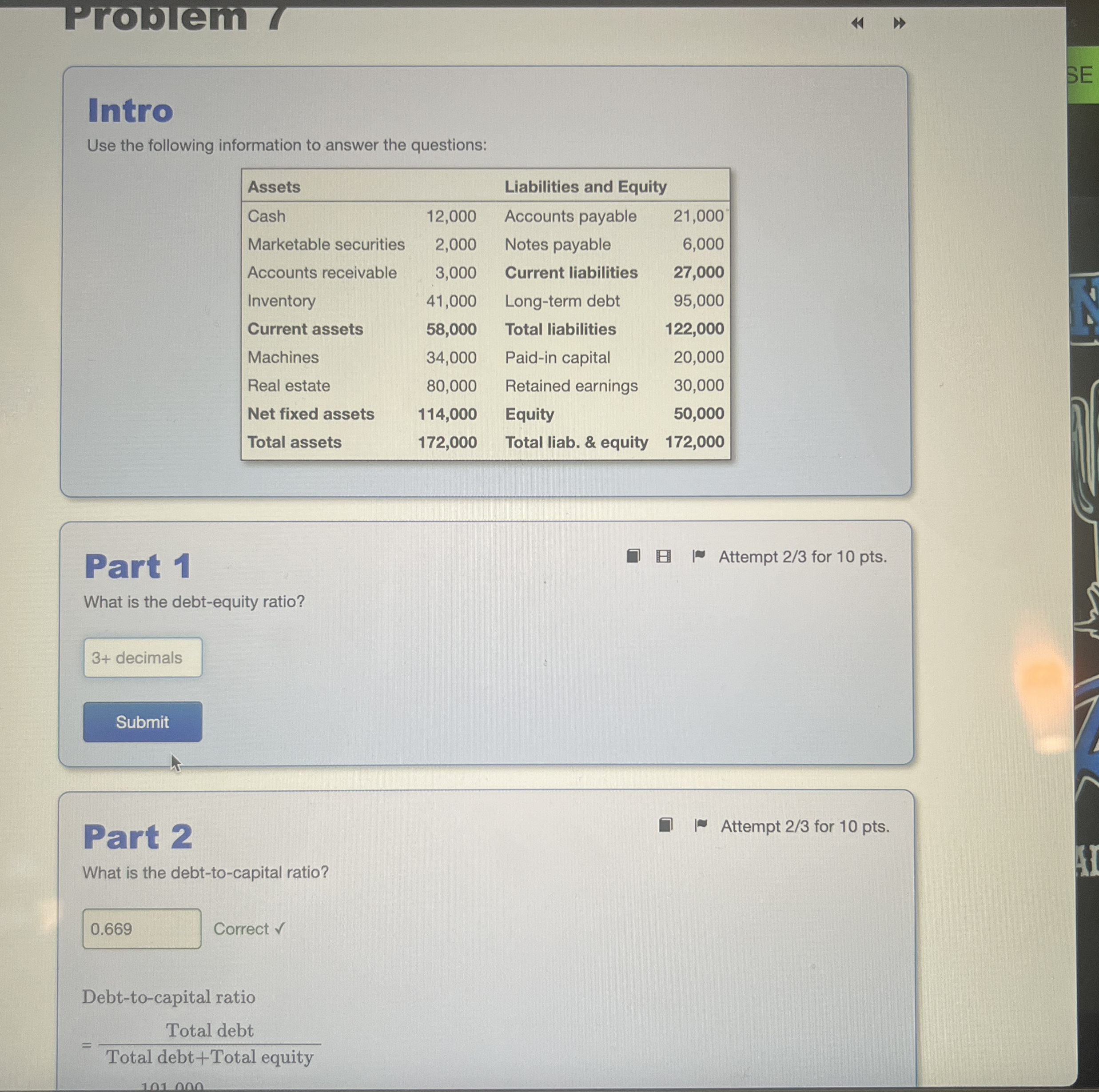 probem Intro Use the following information to