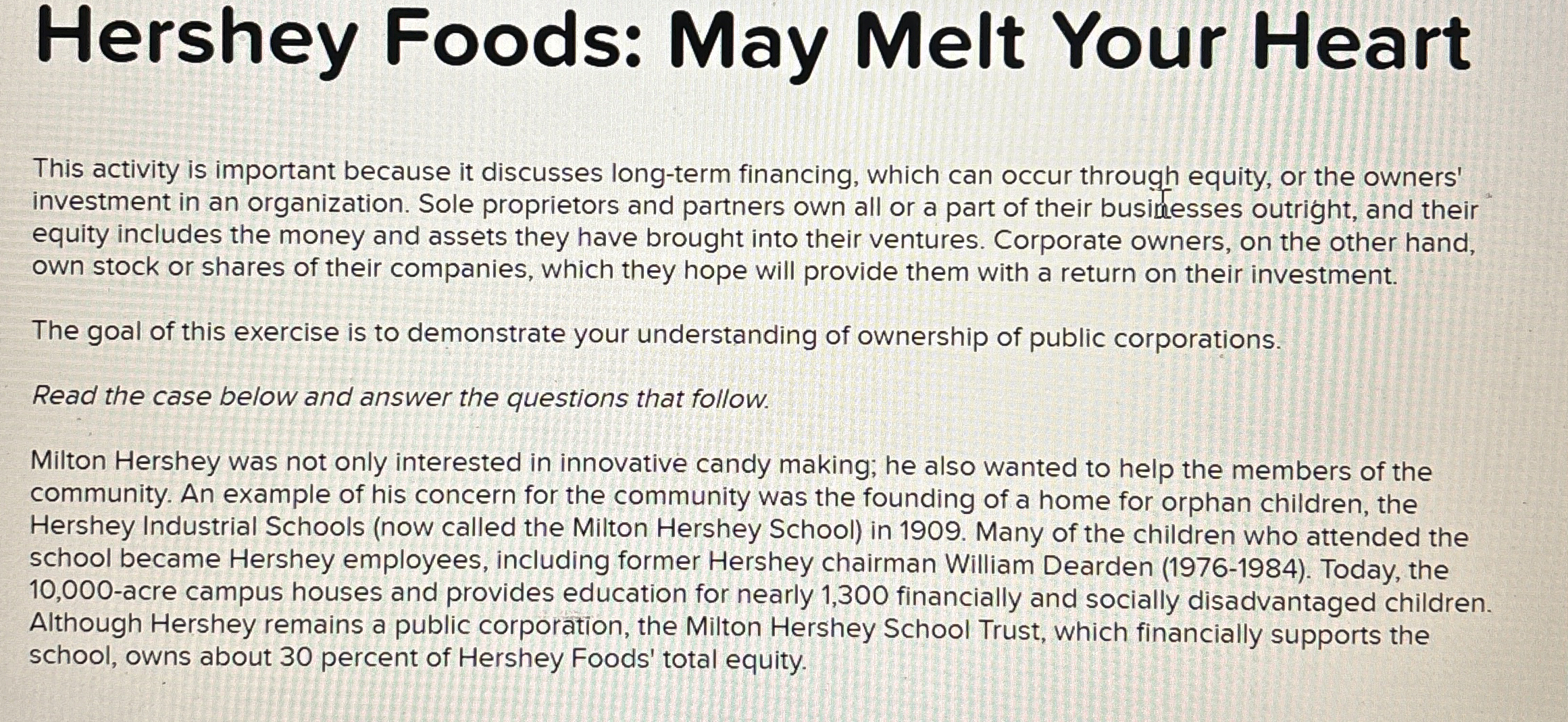 Hershey Foods: May Melt Your Heart This activity