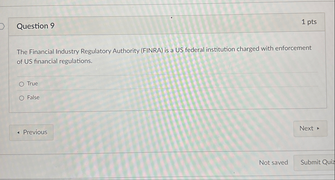 Question 9 1 pts The Financial Industry