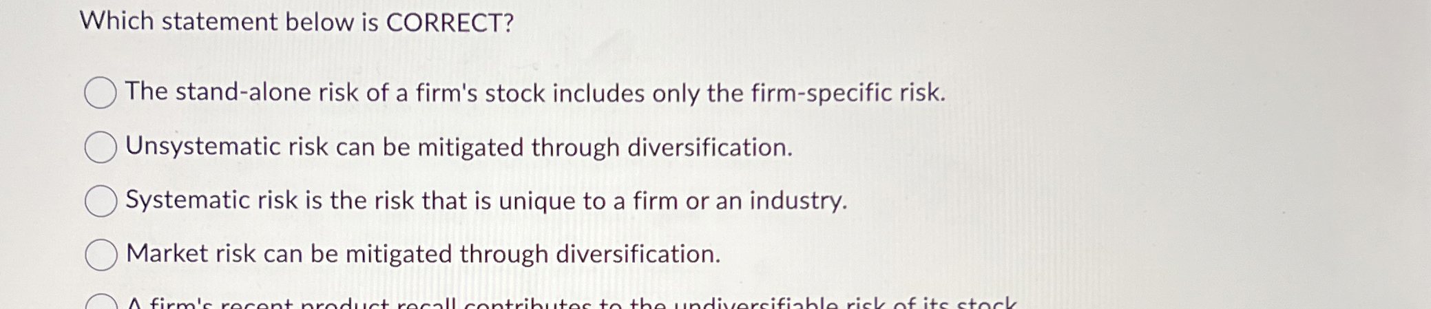 Which statement below is CORRECT? The stand -