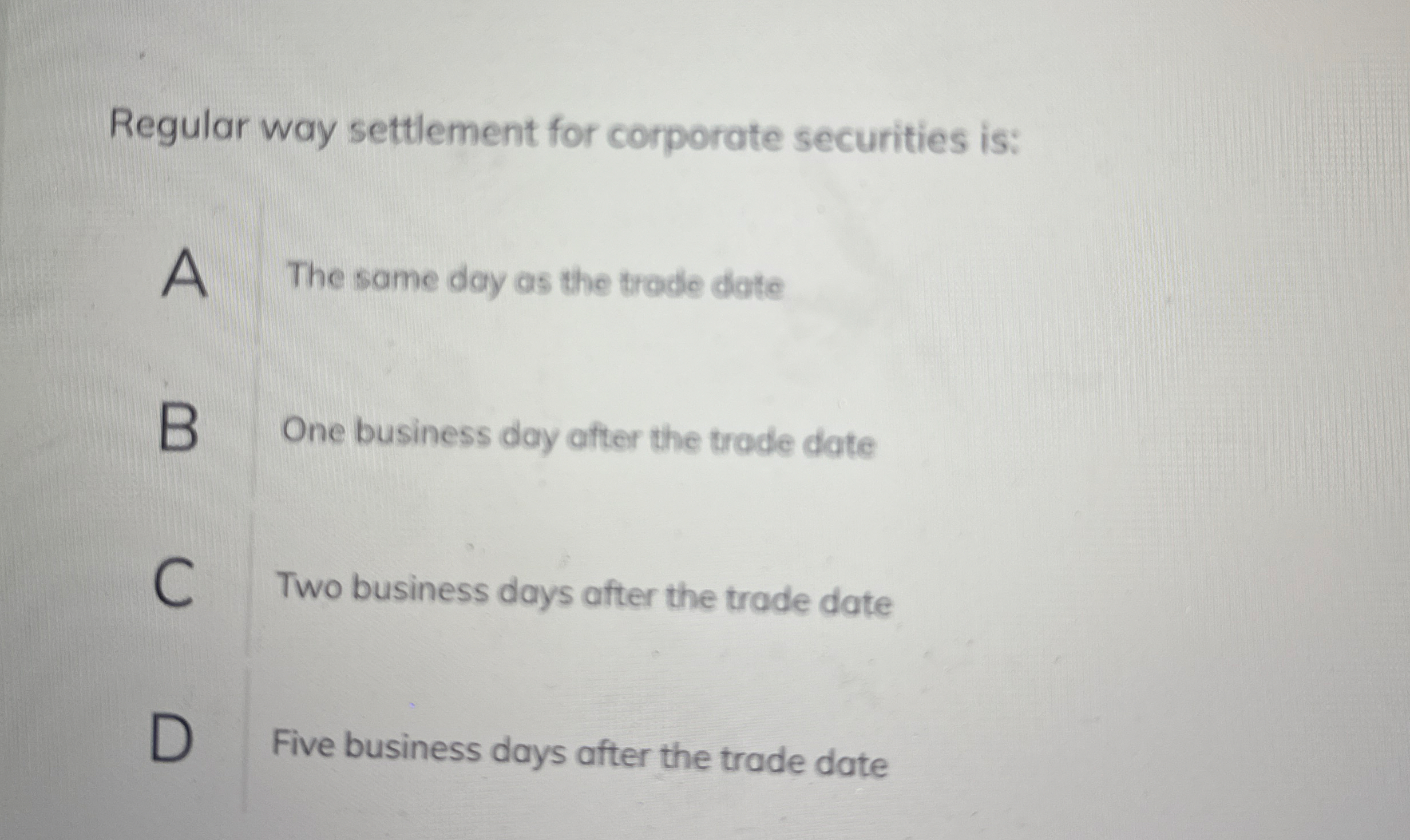 Regular way settlement for corporate securities