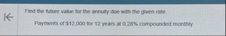 Find the future value for the annuity due with