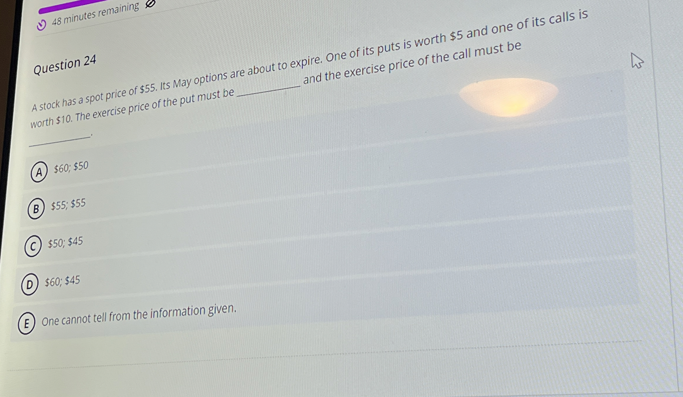 4 8 minutes remaining Question 2 4 worth $ 1 0 .