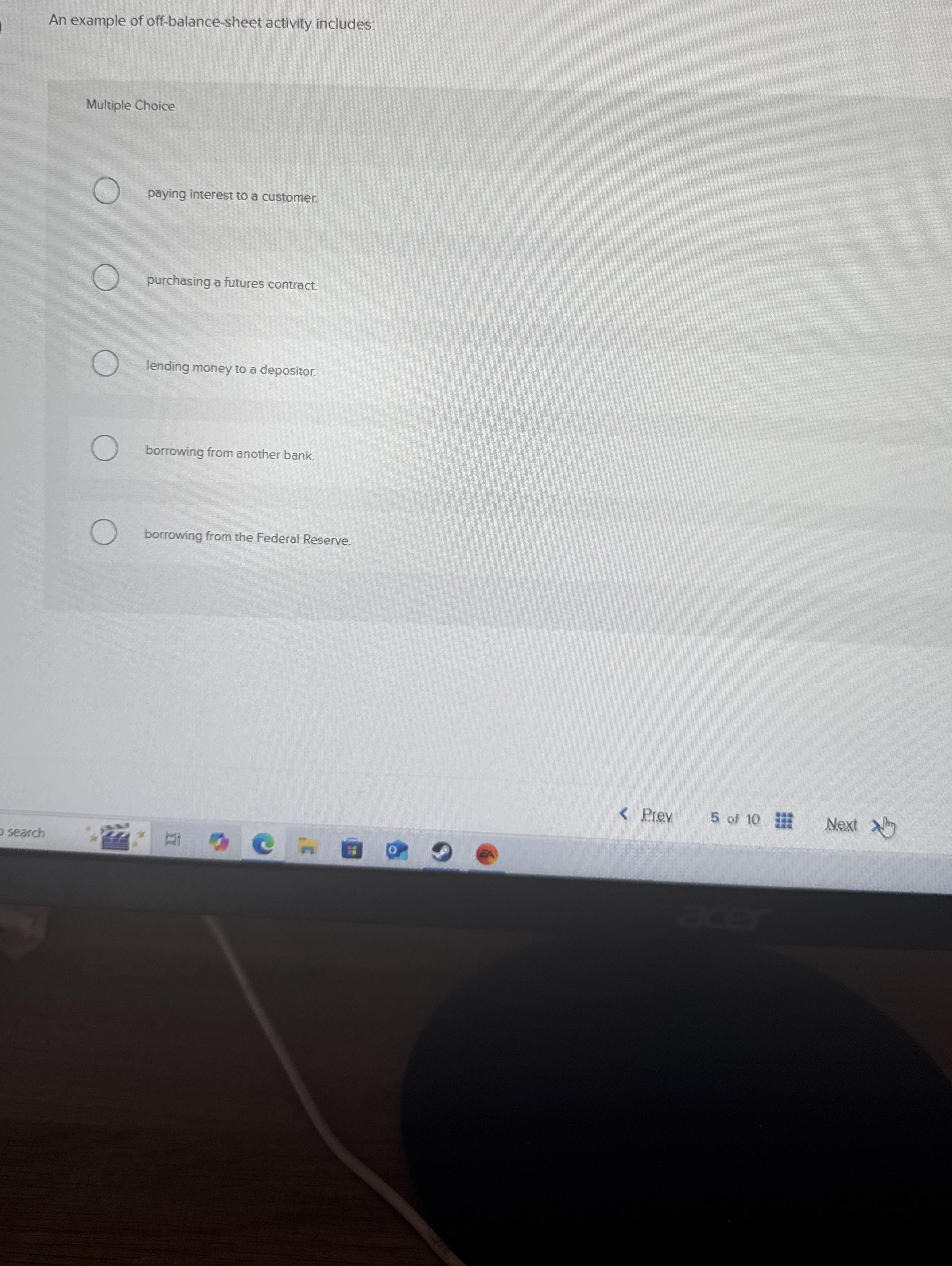 An example of off - balance - sheet activity
