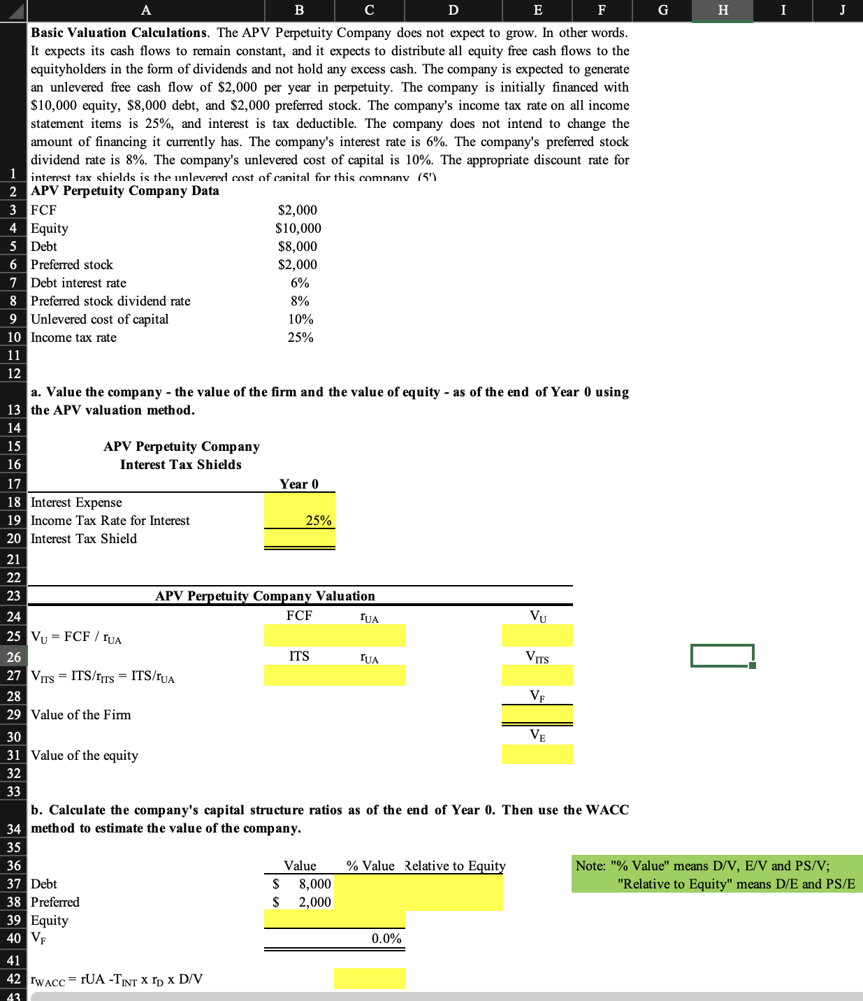 please use microsoft excel and use cell