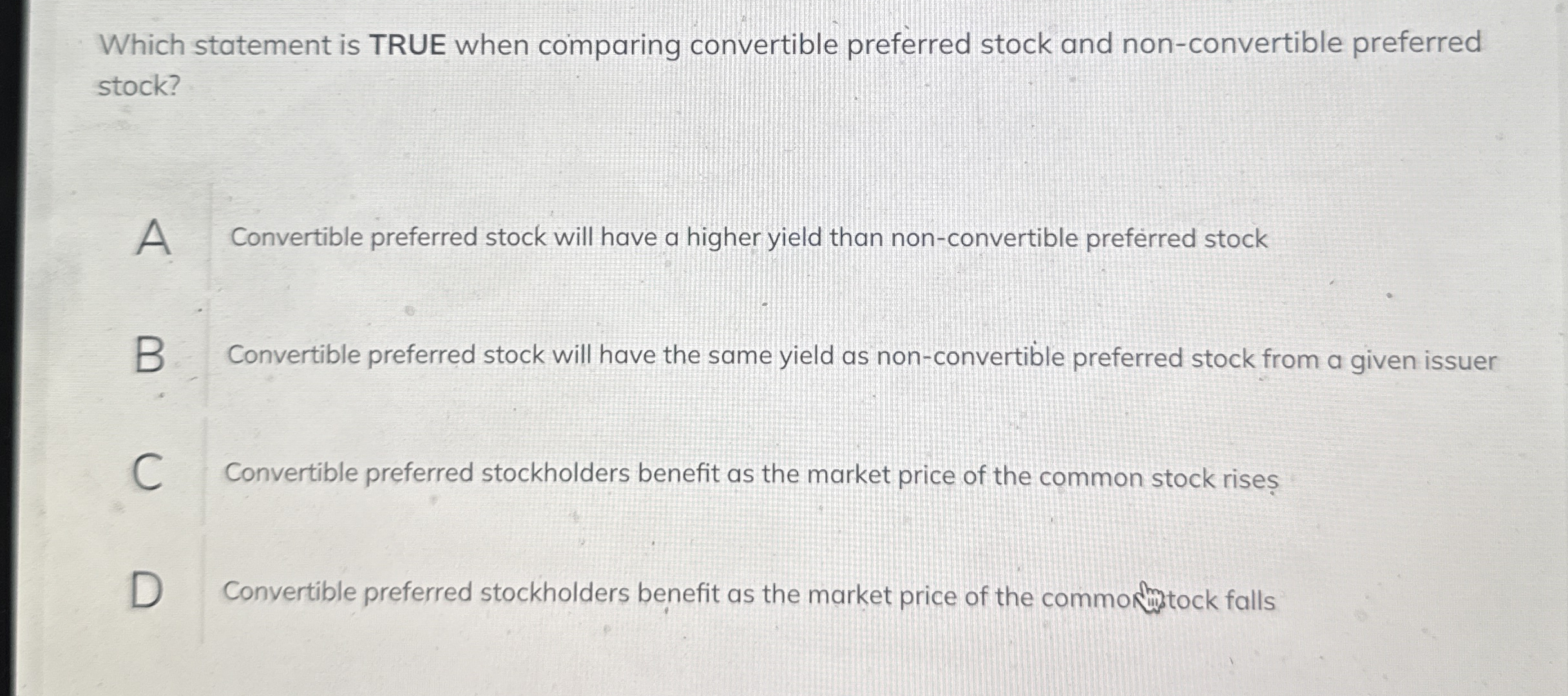 Which statement is TRUE when comparing