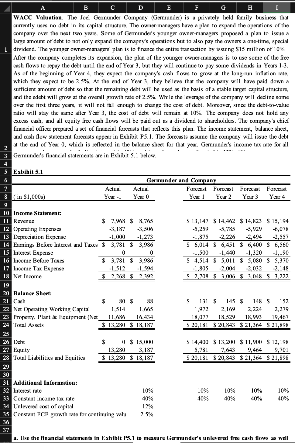 please use microsoft excel and use cell