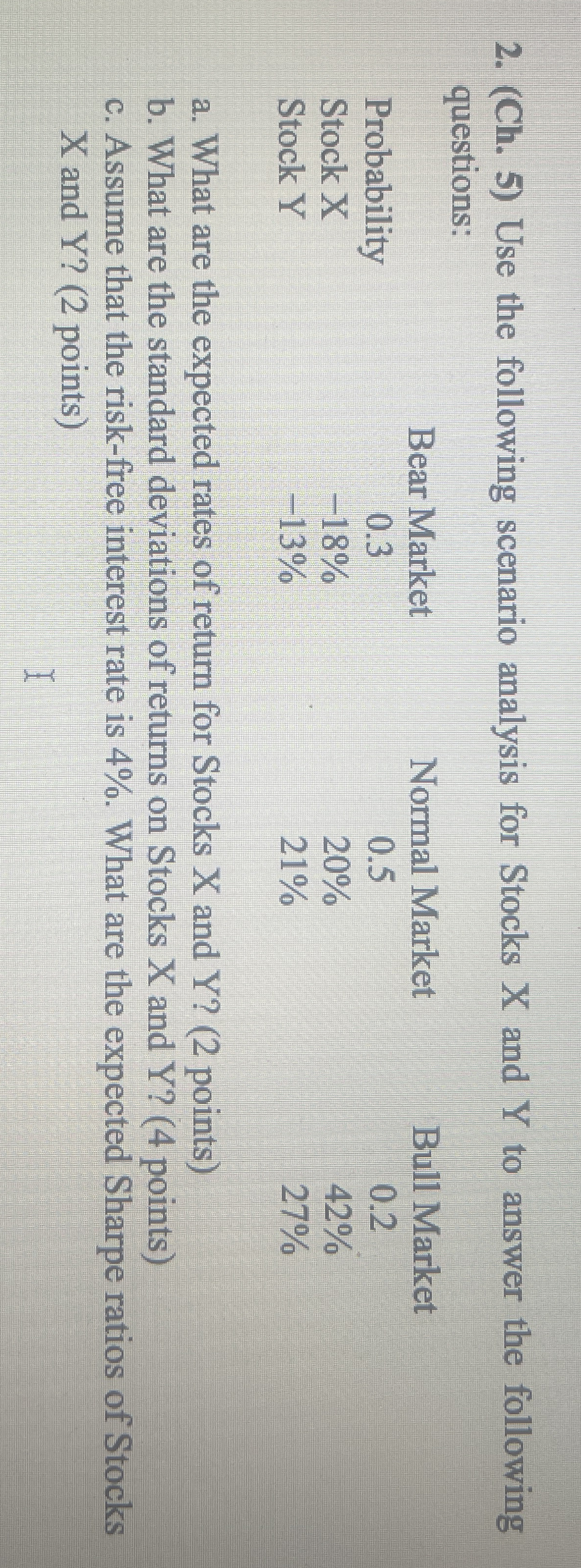 ( Ch . 5 ) Use the following scenario analysis