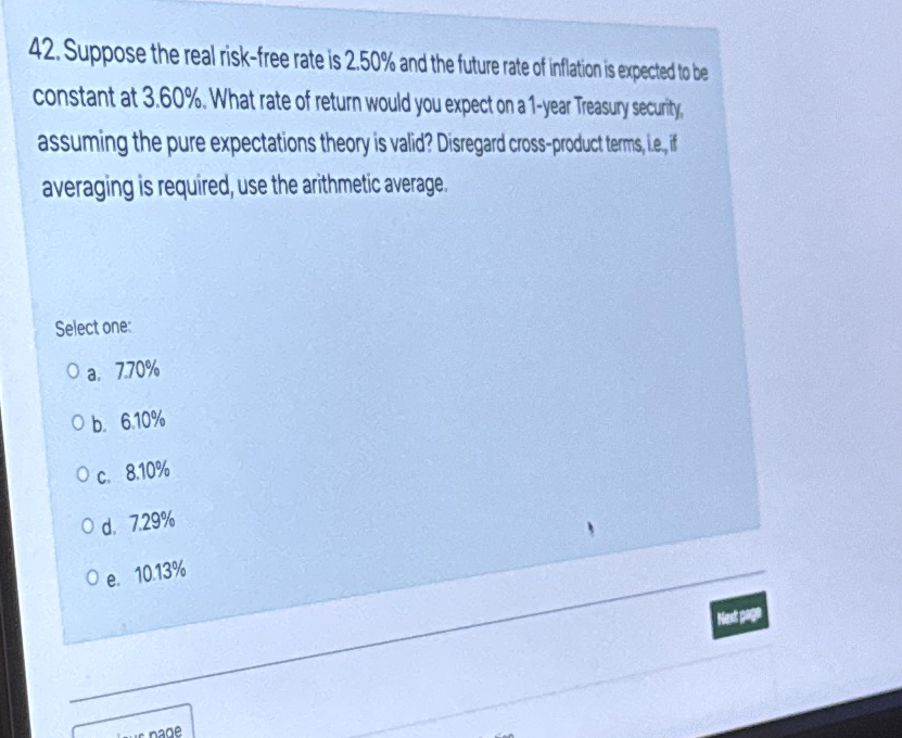 Suppose the real risk - free rate is 2 . 5 0 %