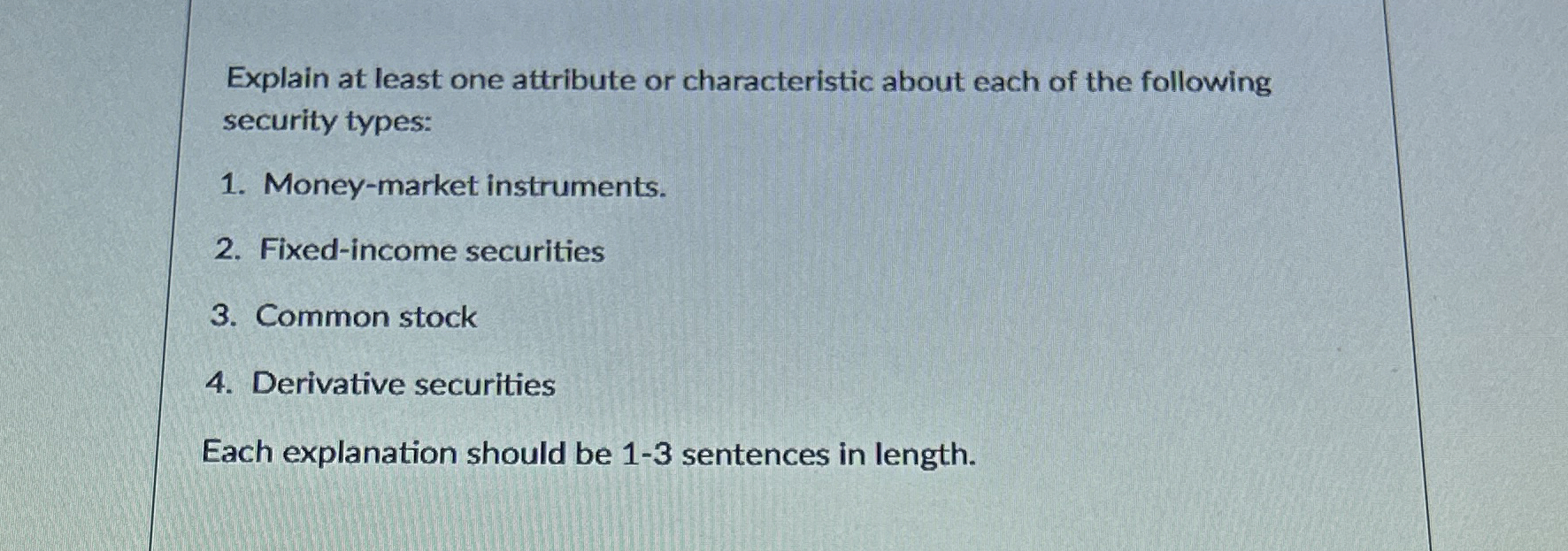 Explain at least one attribute or characteristic