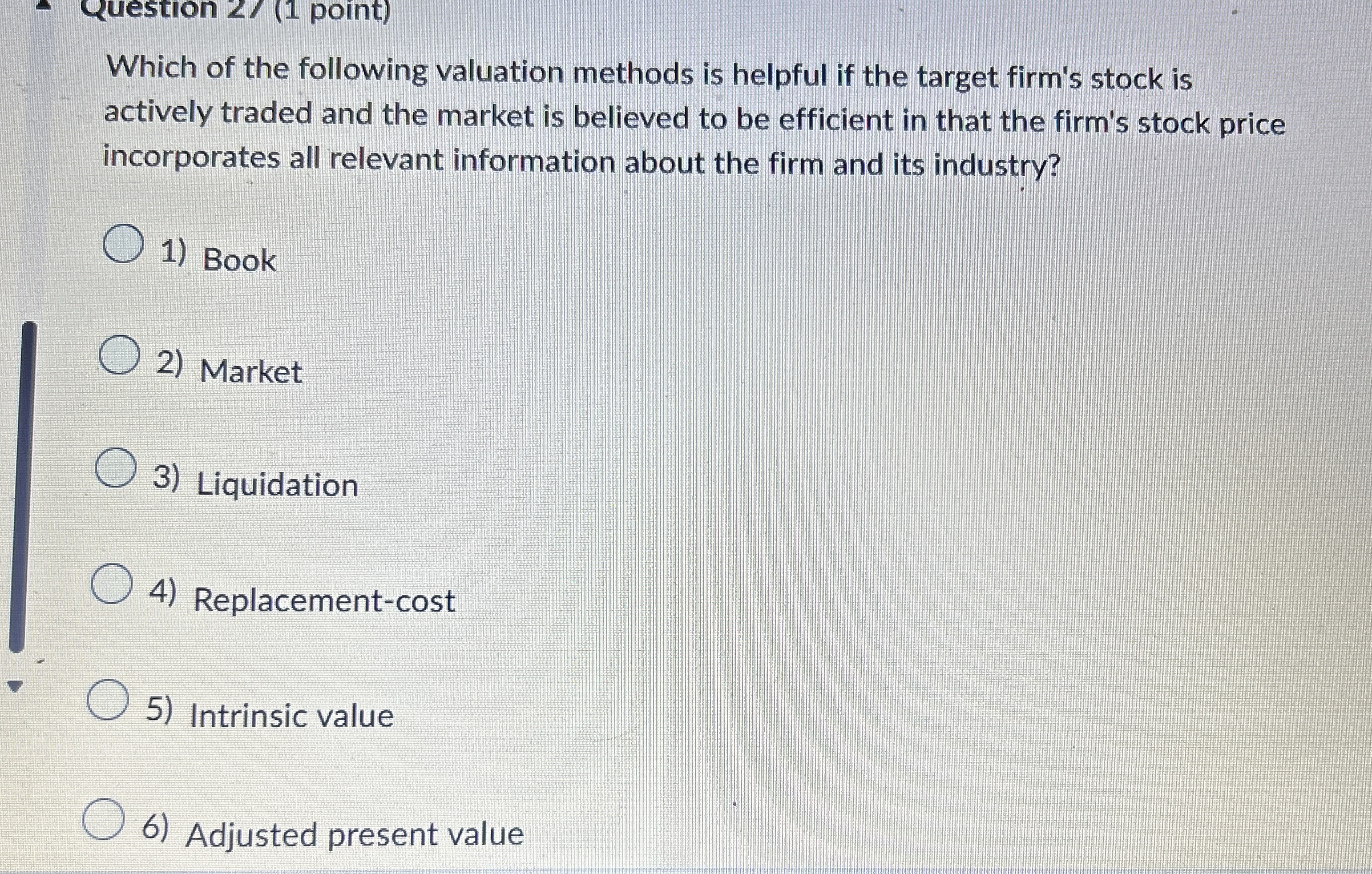 Which of the following valuation methods is