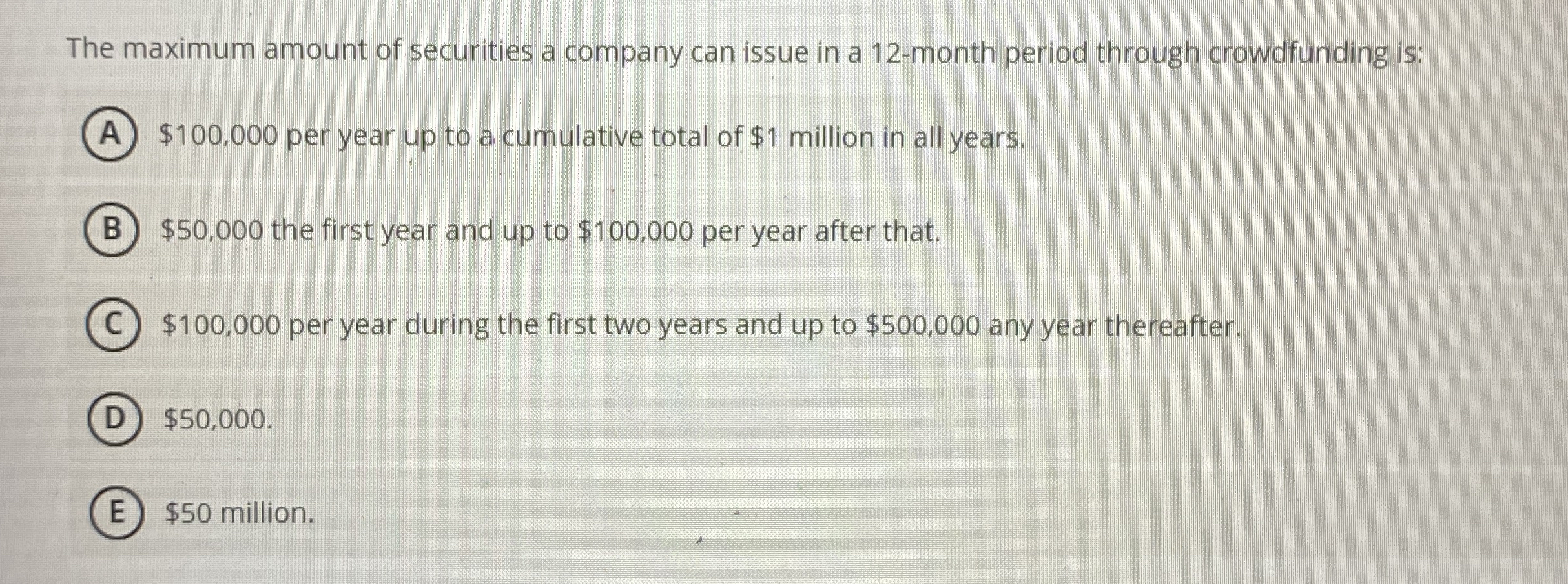 The maximum amount of securities a company can