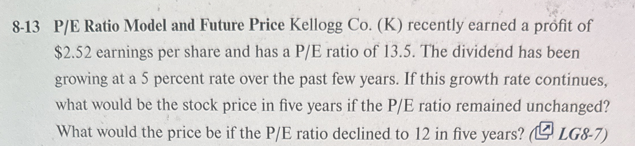 8 - 1 3 P / E Ratio Model and Future Price
