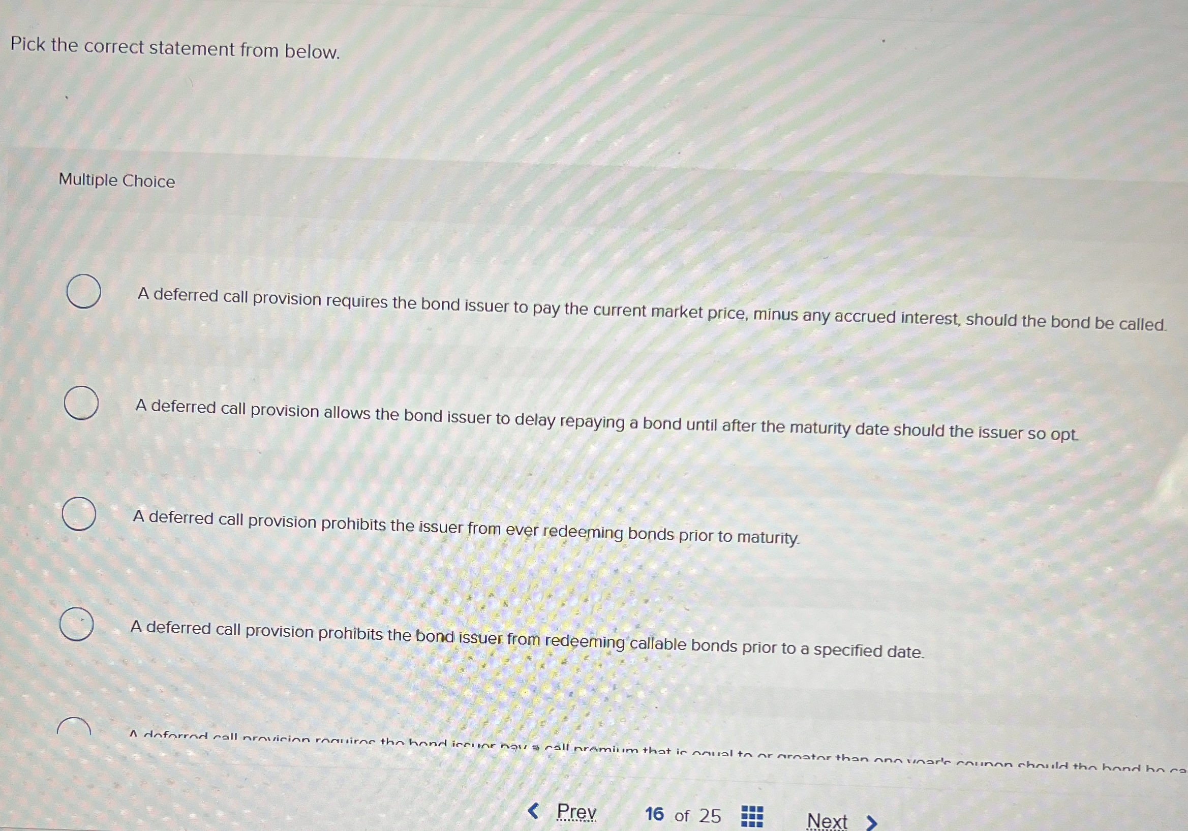 Pick the correct statement from below. Multiple