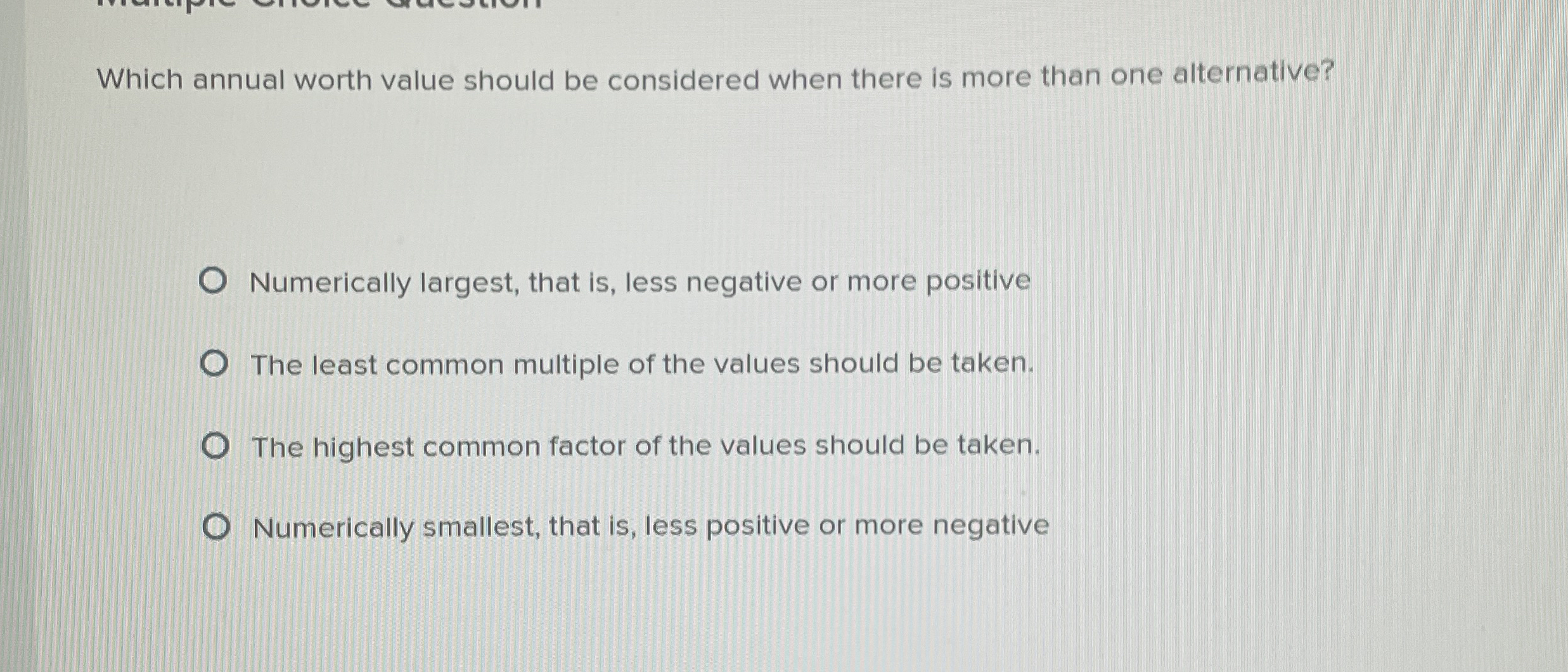 Which annual worth value should be considered