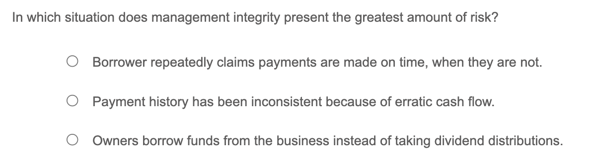 In which situation does management integrity