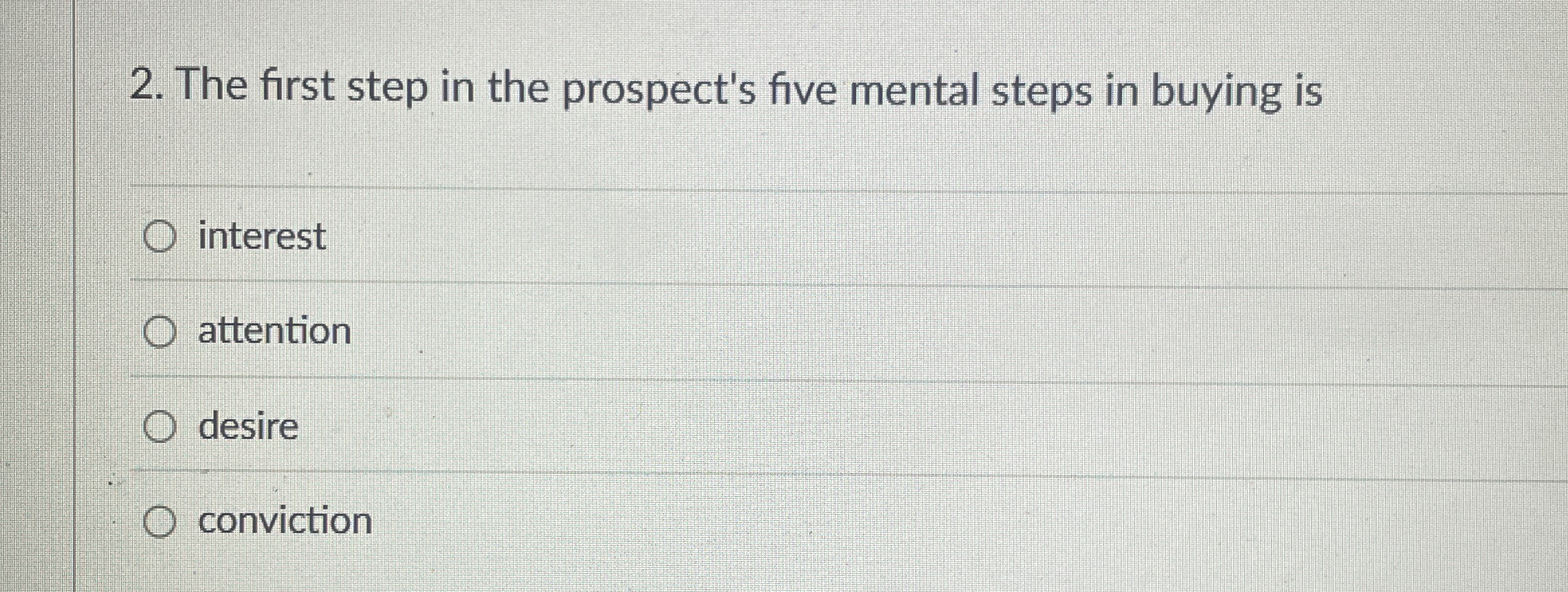 The first step in the prospect's five mental