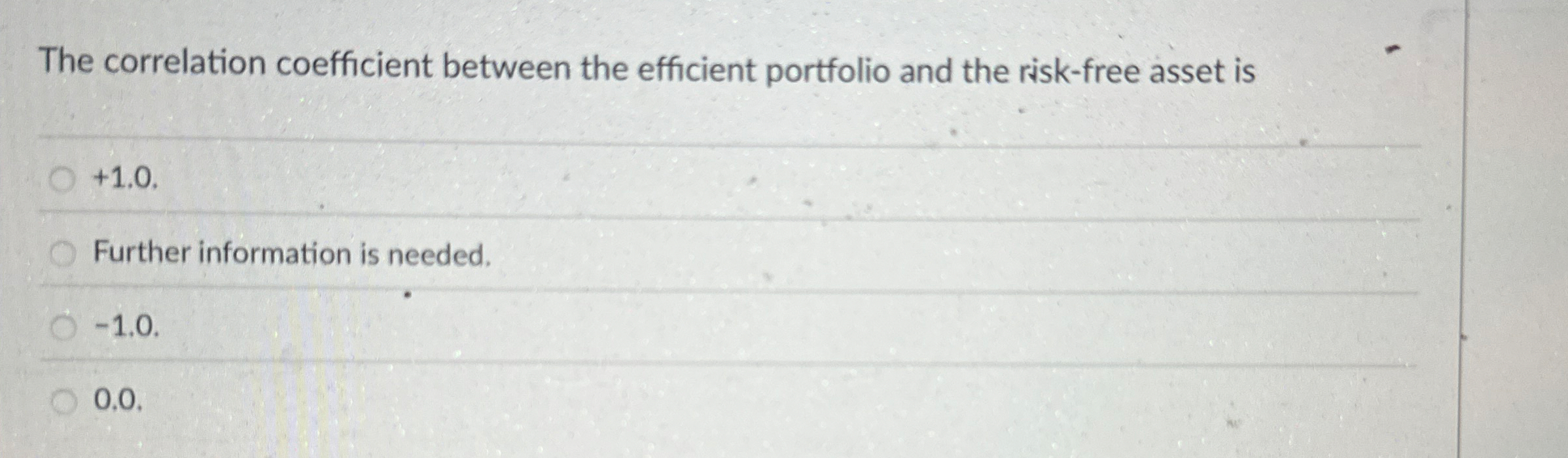 The correlation coefficient between the efficient