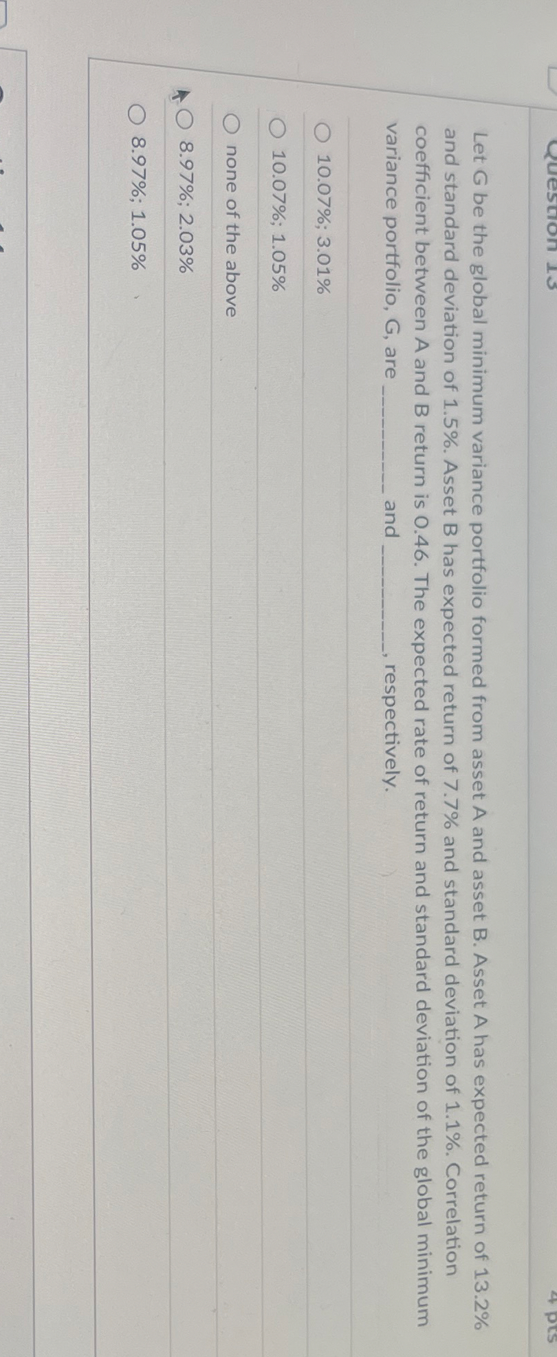 Let G be the global minimum variance portfolio