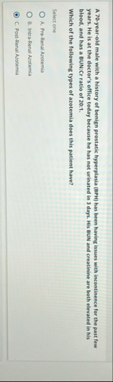 A 7 0 - year - old male with a history of benign