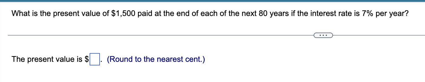 What is the present value of \ ( \ $ 1 , 5 0 0 \