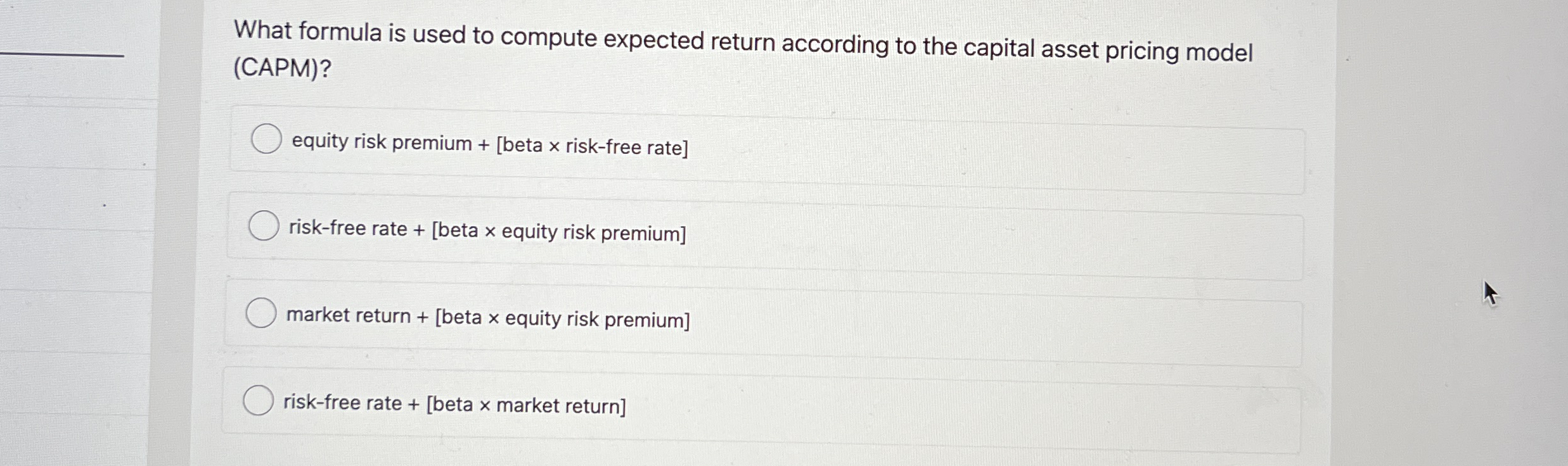 What formula is used to compute expected return