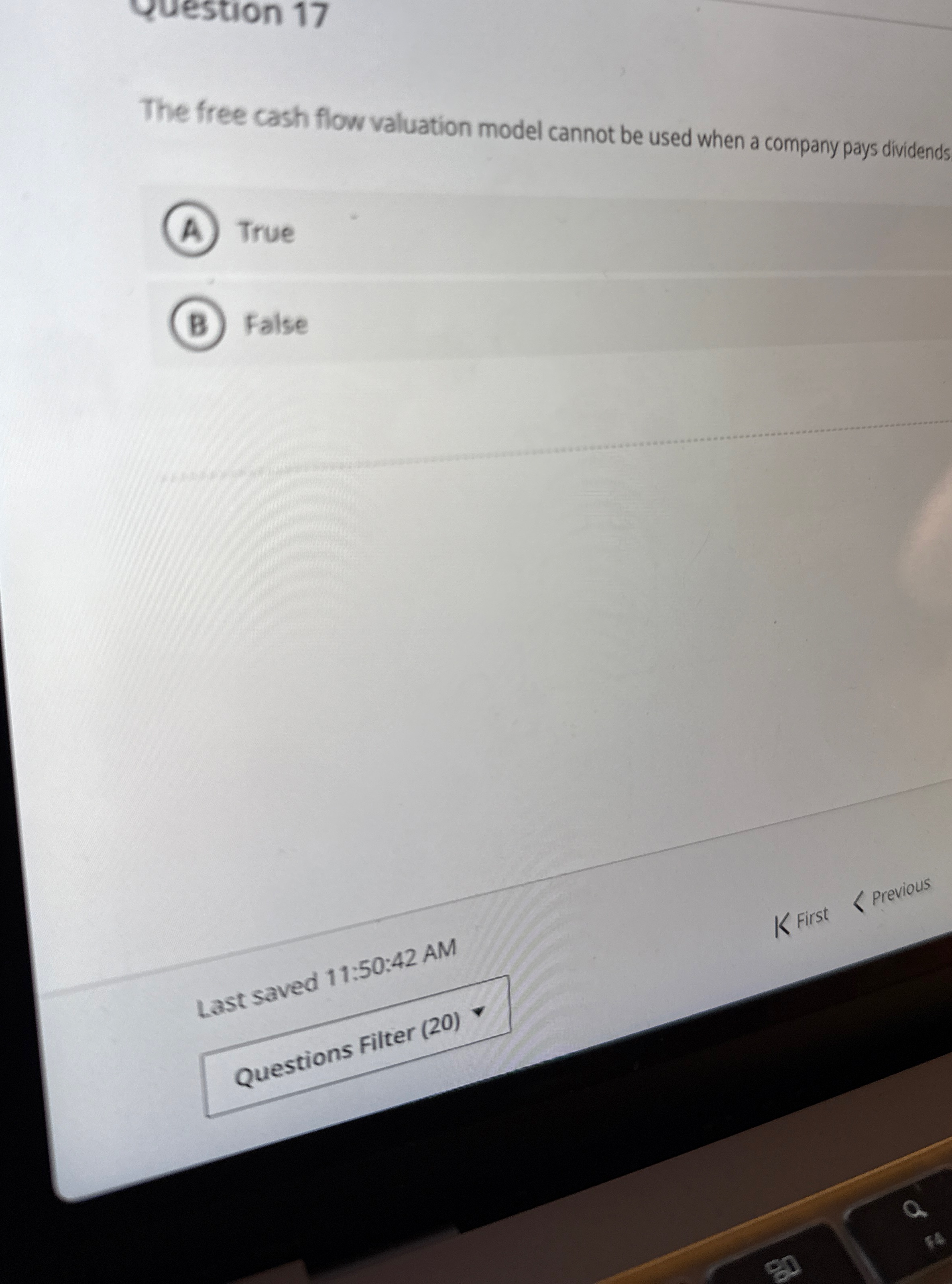 Question 1 7 The free cash flow valuation model