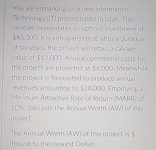 You are embarking on a new Information Technology