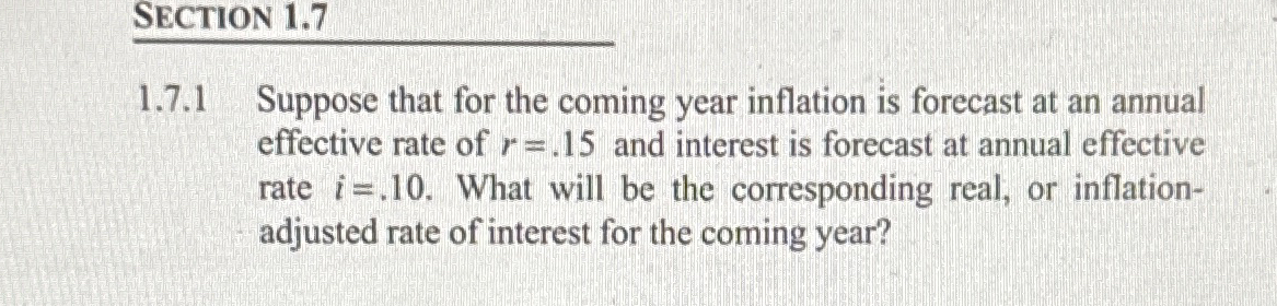 SECTION 1 . 7 1 . 7 . 1 Suppose that for the