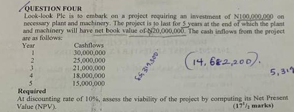 QUESTION FOUR Look - look Ple is to embark on a