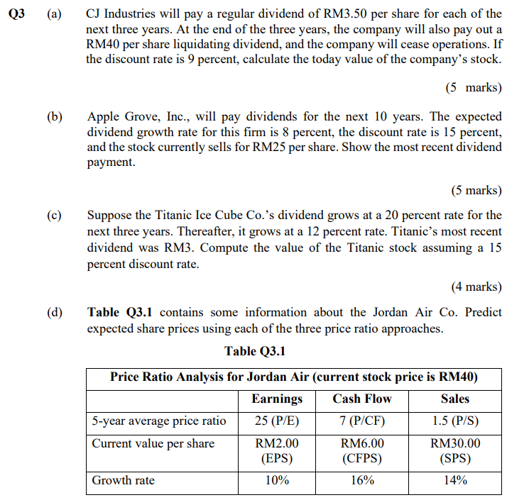 Q 3 ( a ) CJ Industries will pay a regular