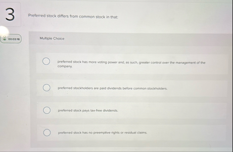 Preferred stock differs from common stock in