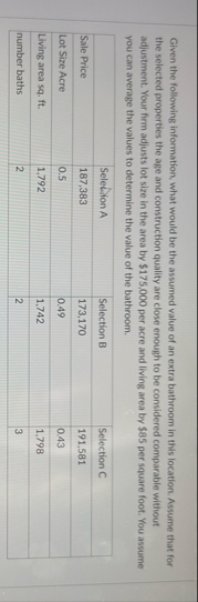 Given the following information, what would be