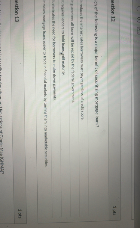 estion 1 2 1 pts ich of the following is a major