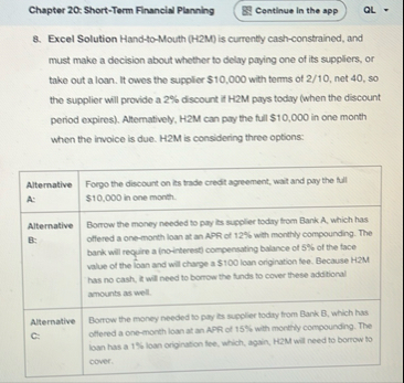 Chapter 2 0 : Short - Term Financial Planning 8 .