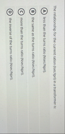 The relationship for the current ration ( Isec /