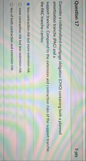 Question 1 7 5 pts Consider a collateralized