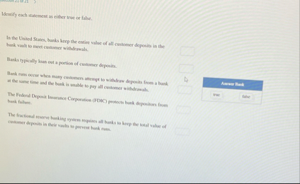 Identify each stanment as eithor true or false.