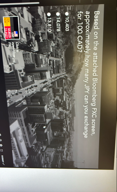 Based on the attached Bloomberg FXC screen,