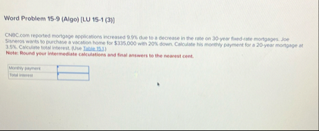 Word Problem 1 5 - 9 ( Algo ) [ LU 1 5 - 1 ( 3 )
